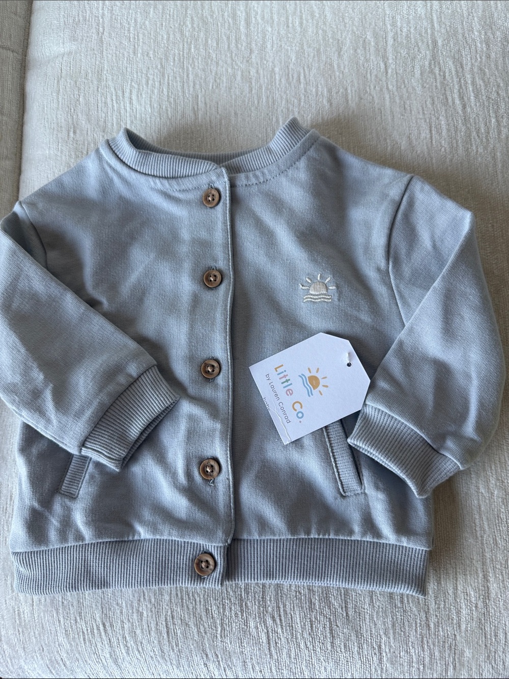 Little Co. Baby Blue Button-Up Sweater